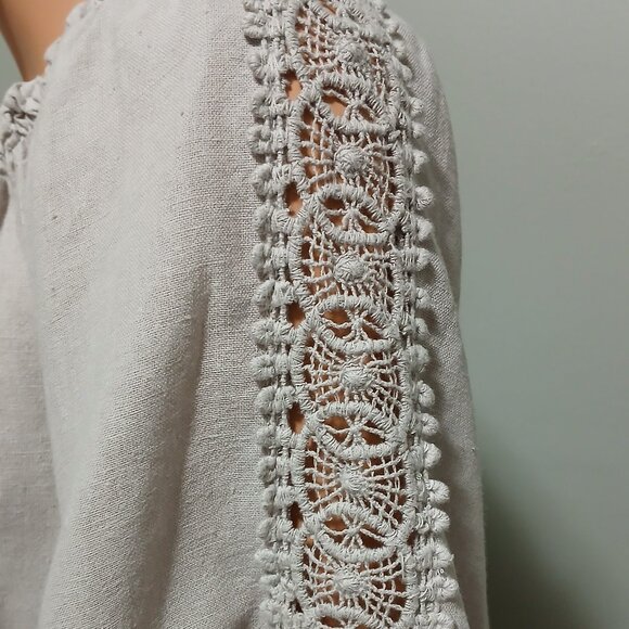 Terzo Millennio Linen Tiered Dress Extra Large Size 0X Made in Italy Lace Accent - Picture 7 of 14